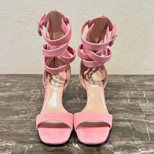 Valentino Garavani Pink Suede Gladiator Wrapped Heeled Sandals